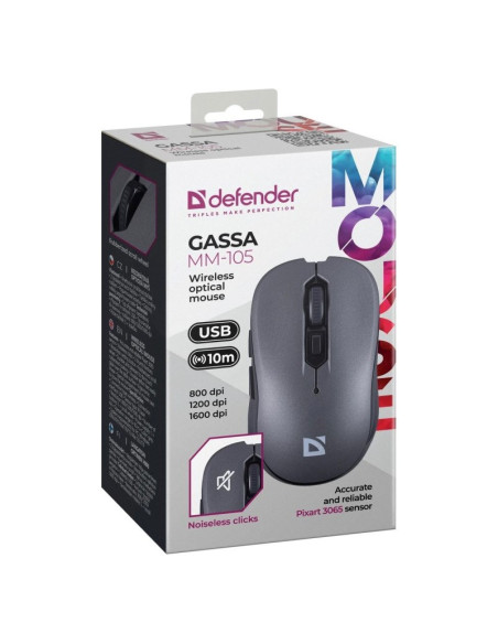 Defender Mysz Gassa Mm-105 Rf Silent Szara