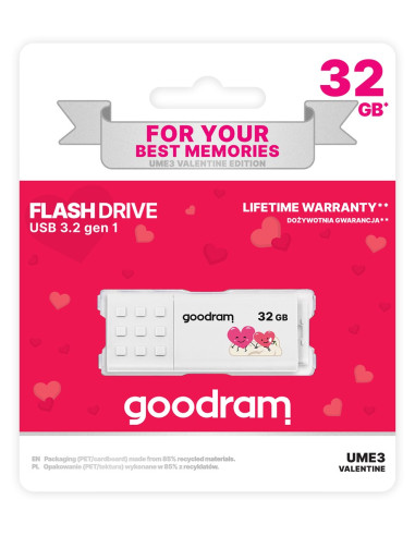 Pendrive Goodram Ume3-0320W0R11-V (32Gb  Usb 3.0  Kolor Biały) Valentine
