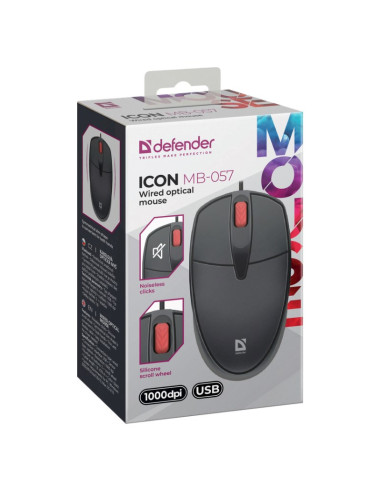 Defender Mysz Icon Mb-057 Czarna Optical 1000Dpi 3P