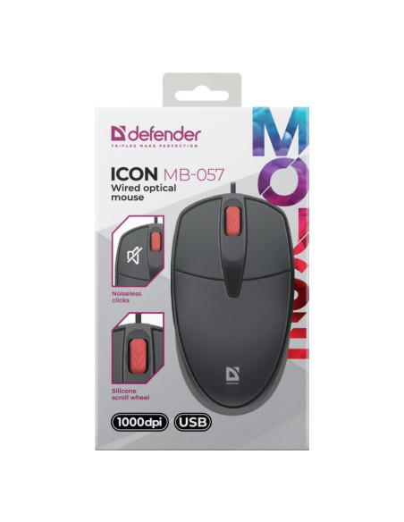 Defender Mysz Icon Mb-057 Czarna Optical 1000Dpi 3P