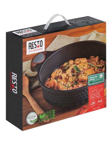Resto Kitchenware 93506 Garnek 4,4 L Okrągły Czarny, Drewno