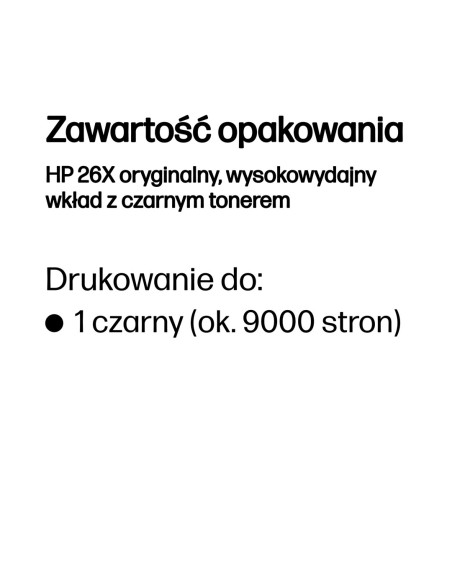Hp 26X Oryginalny, Wysokowydajny Wkład Z Czarnym Tonerem