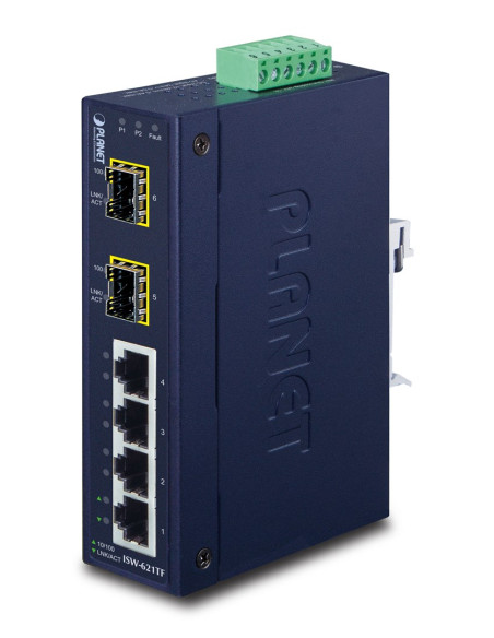 Planet Isw-621Tf Łącza Sieciowe Nie Zarządzany L2 Fast Ethernet (10/100) Niebieski