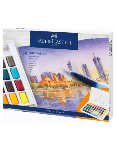 Farby Akwarelowe Cs Kostki 36 Kolorów Faber Castell
