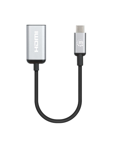 Manhattan 153706 Adapter Kablowy 0,15 M Usb Type-C Hdmi Czarny, Srebrny