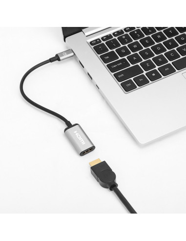 Manhattan 153706 Adapter Kablowy 0,15 M Usb Type-C Hdmi Czarny, Srebrny