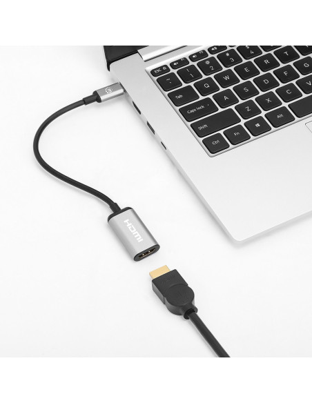 Manhattan 153706 Adapter Kablowy 0,15 M Usb Type-C Hdmi Czarny, Srebrny