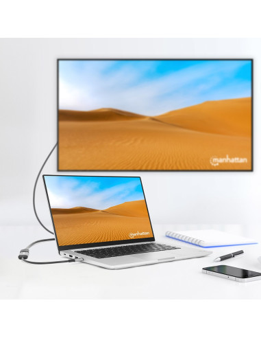Manhattan 153706 Adapter Kablowy 0,15 M Usb Type-C Hdmi Czarny, Srebrny