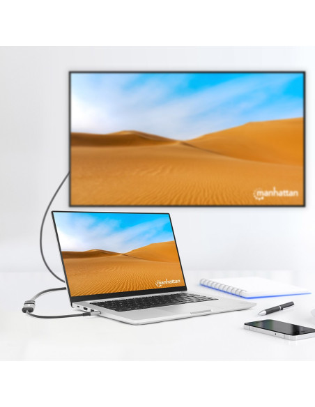 Manhattan 153706 Adapter Kablowy 0,15 M Usb Type-C Hdmi Czarny, Srebrny