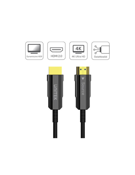 Unitek Kabel Optyczny Hdmi 2.0 Active Optical Cable 4K 60Hz 20M