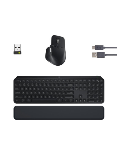 Logitech Mx Keys S Combo Klawiatura Dołączona Myszka Biuro Rf Wireless + Bluetooth Qwerty Amerykański Międzynarodowy Grafitowy