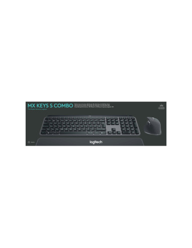 Logitech Mx Keys S Combo Klawiatura Dołączona Myszka Biuro Rf Wireless + Bluetooth Qwerty Amerykański Międzynarodowy Grafitowy