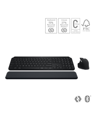 Logitech Mx Keys S Combo Klawiatura Dołączona Myszka Biuro Rf Wireless + Bluetooth Qwerty Amerykański Międzynarodowy Grafitowy