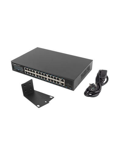 Lanberg Switch Poe Rack 19" 24X 1Gb Poe+/2X Gb/2X Sfp 250W Rsge-24P-2Ge-2S-250