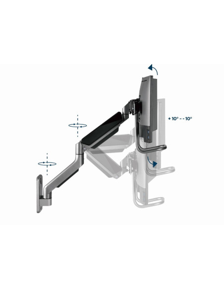 Gembird Ścienne Regulowane Ramię/Uchwyt Na 2 Monitory 17-32, Vesa 100X100Mm, Do 8 Kg