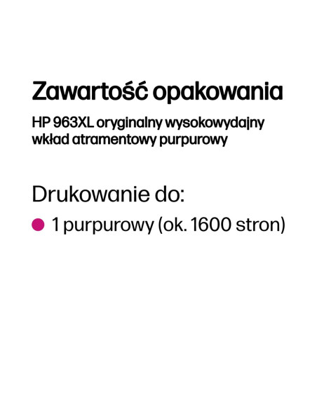 Hp 963Xl Oryginalny Wysokowydajny Wkład Atramentowy Purpurowy