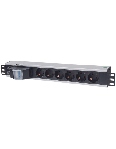Intellinet 711432 Rozdzielacz Zasilania Pdu 6 X Gniazdo Sieciowe 1.5U Czarny, Szary