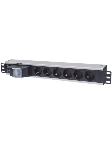 Intellinet 711432 Rozdzielacz Zasilania Pdu 6 X Gniazdo Sieciowe 1.5U Czarny, Szary