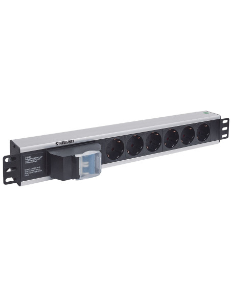 Intellinet 711432 Rozdzielacz Zasilania Pdu 6 X Gniazdo Sieciowe 1.5U Czarny, Szary