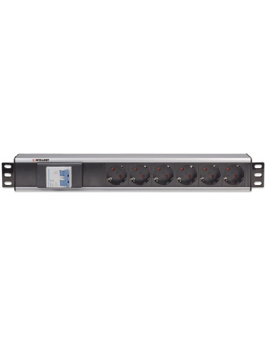 Intellinet 711432 Rozdzielacz Zasilania Pdu 6 X Gniazdo Sieciowe 1.5U Czarny, Szary