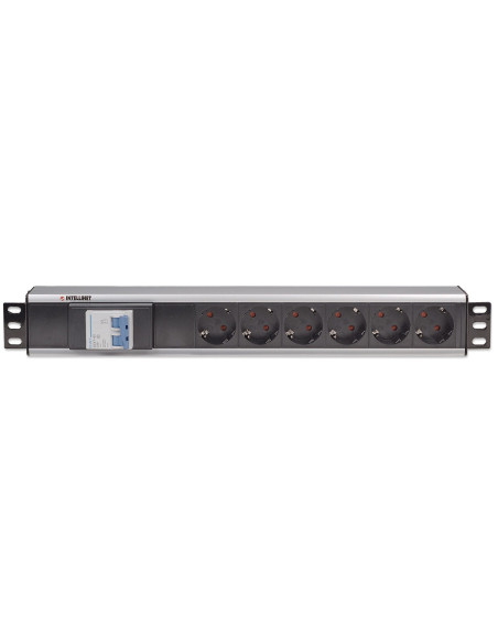 Intellinet 711432 Rozdzielacz Zasilania Pdu 6 X Gniazdo Sieciowe 1.5U Czarny, Szary