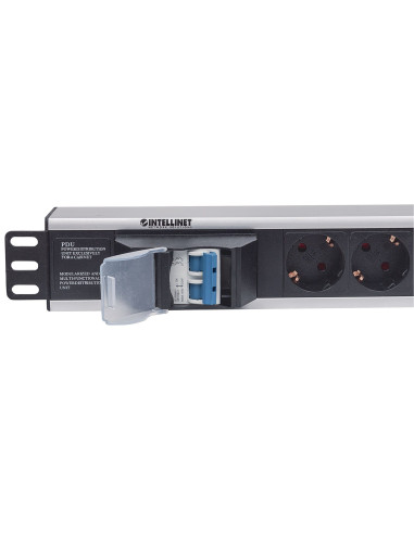 Intellinet 711432 Rozdzielacz Zasilania Pdu 6 X Gniazdo Sieciowe 1.5U Czarny, Szary