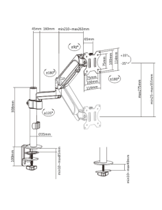 Gembird Biurkowe Regulowane Ramię/Uchwyt Na Monitor 17-32, Vesa 100X100Mm, Do 9 Kg 2