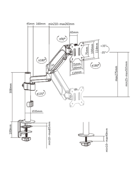 Gembird Biurkowe Regulowane Ramię/Uchwyt Na Monitor 17-32, Vesa 100X100Mm, Do 9 Kg