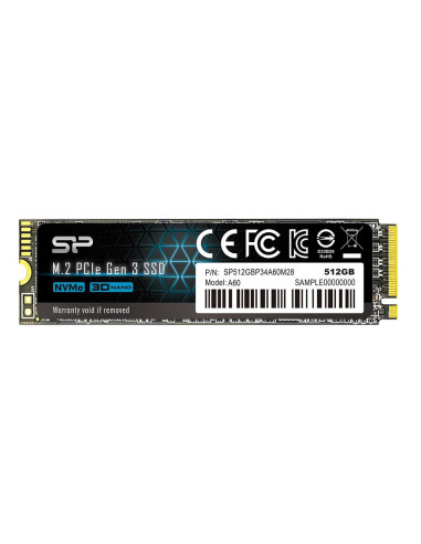 Dysk Ssd Silicon Power A60 512Gb M.2 Pcie Nvme Gen3X4 Tlc 2200/1600 Mb/S (Sp512Gbp34A60M28)