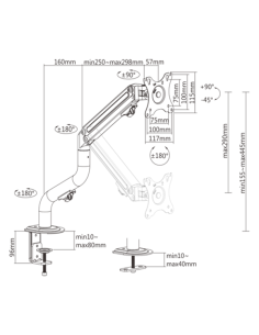 Gembird Biurkowe Regulowane Ramię/Uchwyt Na Monitor 17-32, Vesa 100X100Mm, Do 8 Kg 2