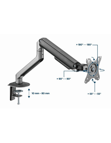 Gembird Biurkowe Regulowane Ramię/Uchwyt Na Monitor 17-32, Vesa 100X100Mm, Do 9 Kg, Kolor Szary