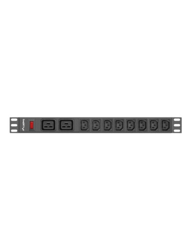 Lanberg Listwa Zasilająca Rack 19" Pdu Pdu-02I1908I-0200-C20-Bk (1U, 16A, 2X C19, 8X Iec C13, 2M, Wtyk C20)