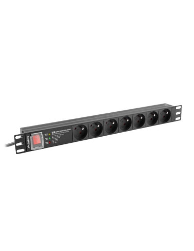Lanberg Listwa Zasilająca Rack Pdu Pro 19" (1U, 16A, 7X 230V Pl, 2M, Czarna) Pdu-Pro-07E-0200-Bk