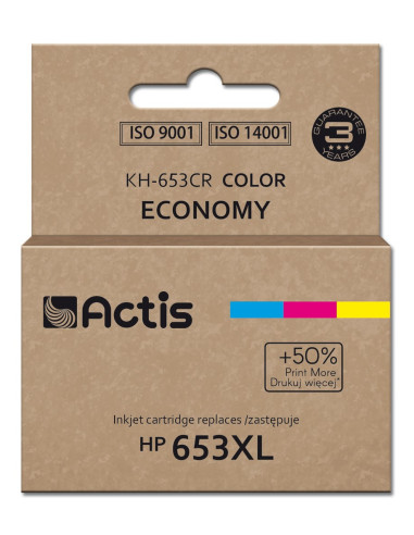 Actis Kh-653Cr Tusz (Zamiennik Hp 653Xl 3Ym74Ae  Premium  18Ml  300 Stron  Kolorowy)