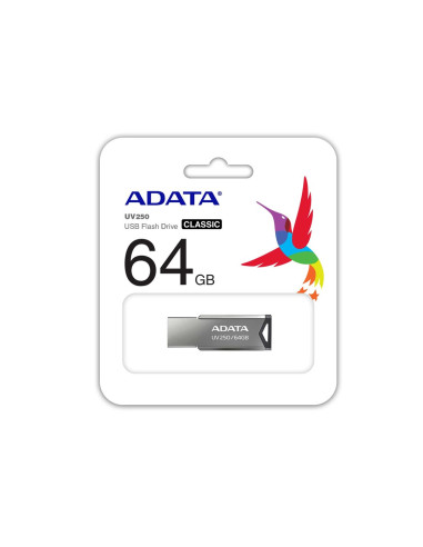 Pendrive Adata Uv250 Auv250-64G-Rbk (64Gb  Usb 2.0  Kolor Srebrny)