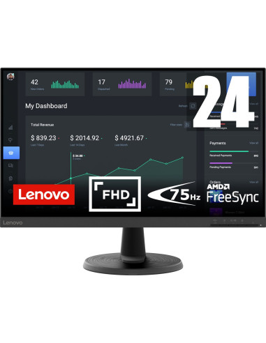 Lenovo D24-40 23.8" Fhd 7Ms 70Hz 250Nits Raven Black