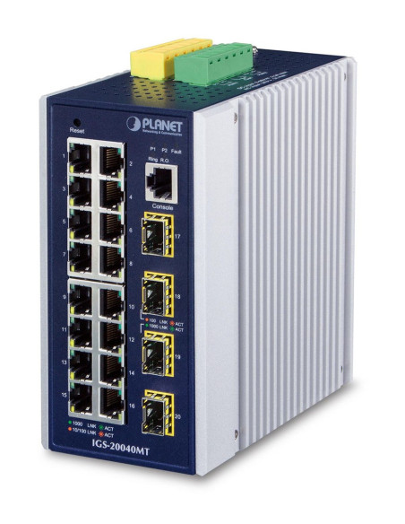 Planet Igs-20040Mt Łącza Sieciowe Zarządzany L2+ Gigabit Ethernet (10/100/1000) Niebieski, Biały