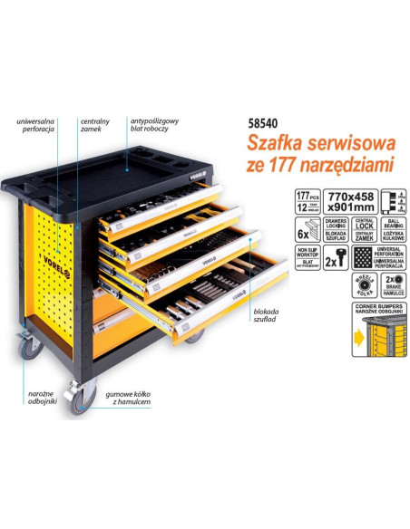 Vorel 58540 Wózek Na Narzędzia Stal Nierdzewna