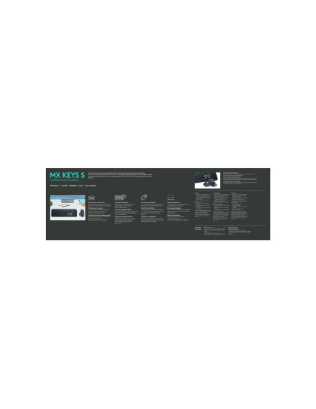 Logitech Mx Keys S Klawiatura Uniwersalne Rf Wireless + Bluetooth Qwerty Amerykański Międzynarodowy Grafitowy