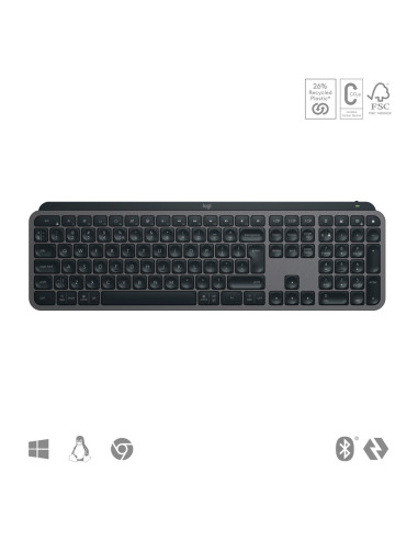 Logitech Mx Keys S Klawiatura Uniwersalne Rf Wireless + Bluetooth Qwerty Amerykański Międzynarodowy Grafitowy