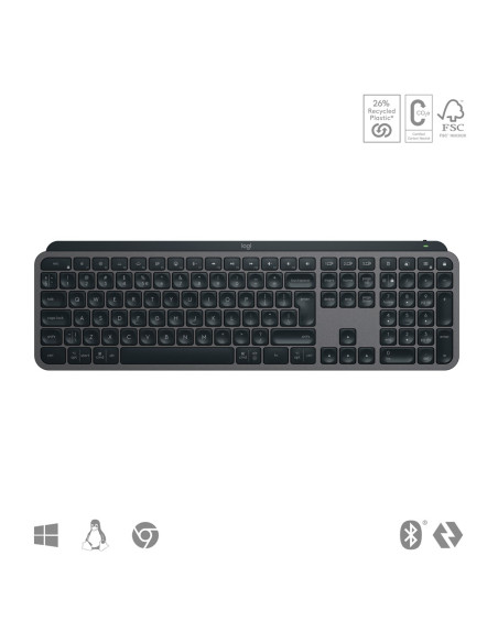 Logitech Mx Keys S Klawiatura Uniwersalne Rf Wireless + Bluetooth Qwerty Amerykański Międzynarodowy Grafitowy