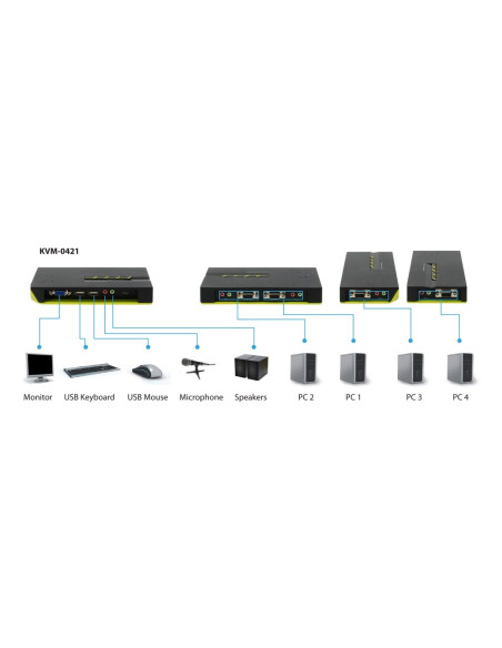 Levelone Kvm-0421 Przełącznik Kvm Czarny, Zielony