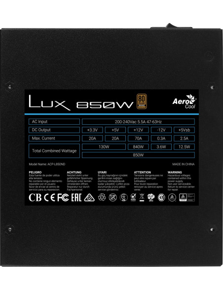Zasilacz Aerocool Pgs Lux 850W 80+ Bronze/ Psu