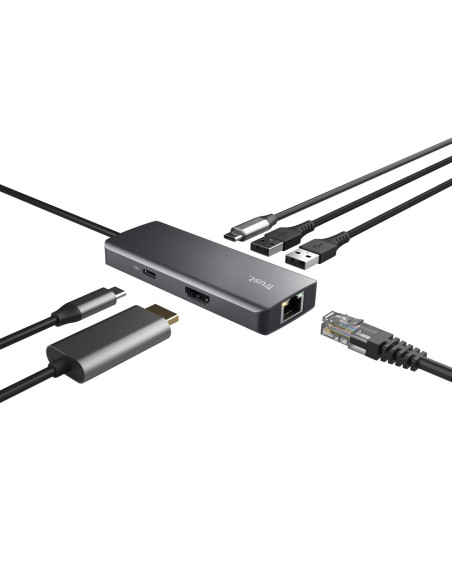 Multi-Port Adapter Trust Dalyx 6-In-1 Usb-C Silver