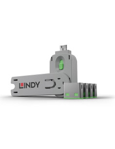 Lindy 40451 Bloker Portów Blokada Portu + Klucz Usb Typu-A Zielony Kopolimer Akrylonitrylo-Butadieno-Styrenowy (Abs) 5 Szt.