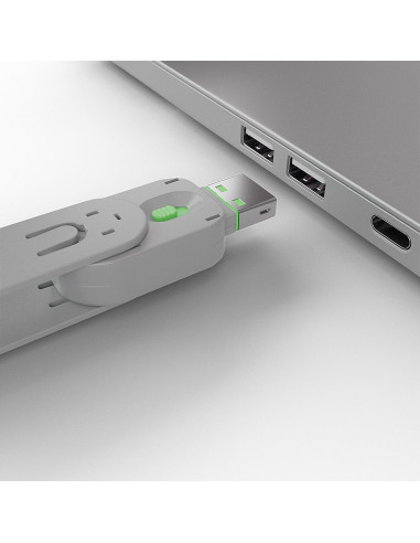 Lindy 40451 Bloker Portów Blokada Portu + Klucz Usb Typu-A Zielony Kopolimer Akrylonitrylo-Butadieno-Styrenowy (Abs) 5 Szt.