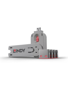 Lindy 40450 Bloker Portów Blokada Portu + Klucz Usb Typu-A Różowy Kopolimer Akrylonitrylo-Butadieno-Styrenowy (Abs) 5 Szt.