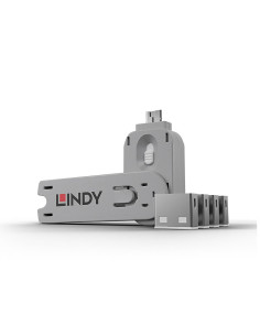 Lindy 40454 Bloker Portów Blokada Portu + Klucz Usb Typu-A Biały Kopolimer Akrylonitrylo-Butadieno-Styrenowy (Abs) 5 Szt.