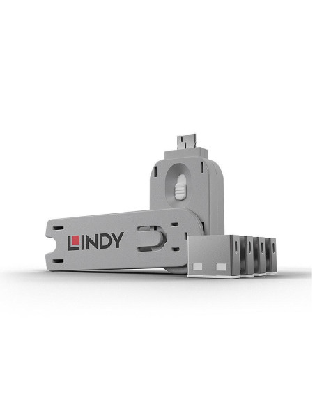 Lindy 40454 Bloker Portów Blokada Portu + Klucz Usb Typu-A Biały Kopolimer Akrylonitrylo-Butadieno-Styrenowy (Abs) 5 Szt.