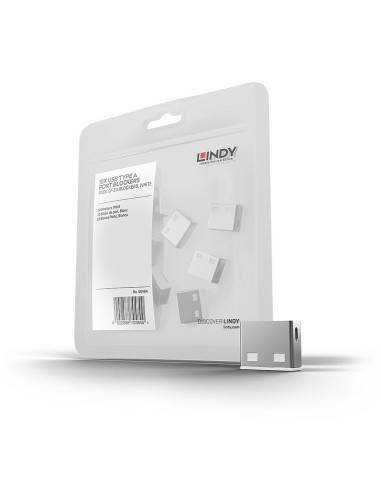 Lindy 40464 Bloker Portów Blokada Portu Usb Typu-A Biały Kopolimer Akrylonitrylo-Butadieno-Styrenowy (Abs) 10 Szt.